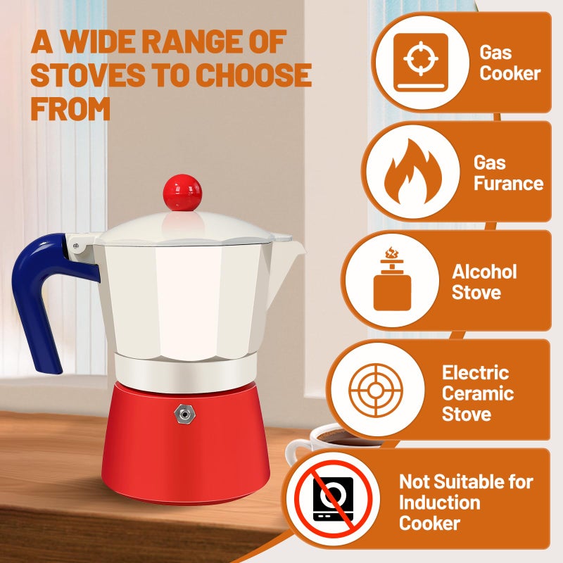 DITOSH 3 Cup Aluminum Espresso Stovetop Moka Pot Express Coffee Maker Percolator Italian Classic Mocha Coffee Machine for Italian and Cuban Cafe Brewing for Home & Camping 150ml 5oz - Image 4