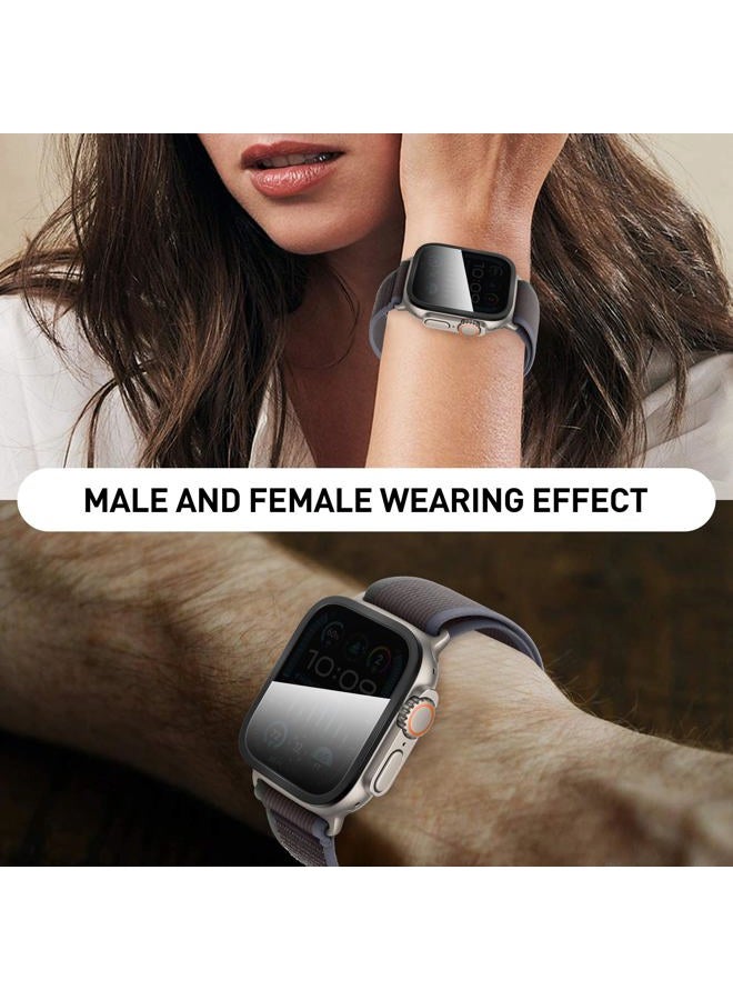 Suoman حزمة 2 لواقي شاشة الخصوصية لجهاز Apple Watch Ultra 3/2/1 49mm، [مضاد للتجسس] زجاج مقسى فائق النحافة بتغطية كاملة -أسود+أسود - Image 3