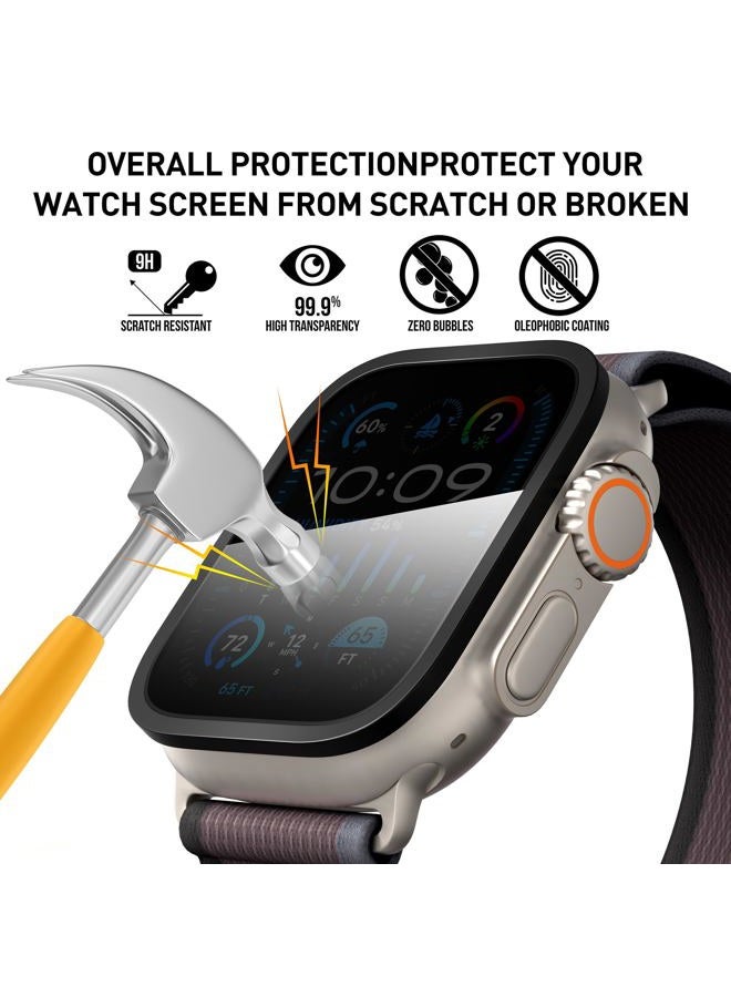 Suoman حزمة 2 لواقي شاشة الخصوصية لجهاز Apple Watch Ultra 3/2/1 49mm، [مضاد للتجسس] زجاج مقسى فائق النحافة بتغطية كاملة -أسود+أسود - Image 2