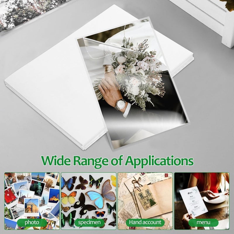 Gadpiparty 50pcs Self Adhesive Laminating Sheets No Heat Required Transparent Photo Film for Easy Photo for Use - Image 5