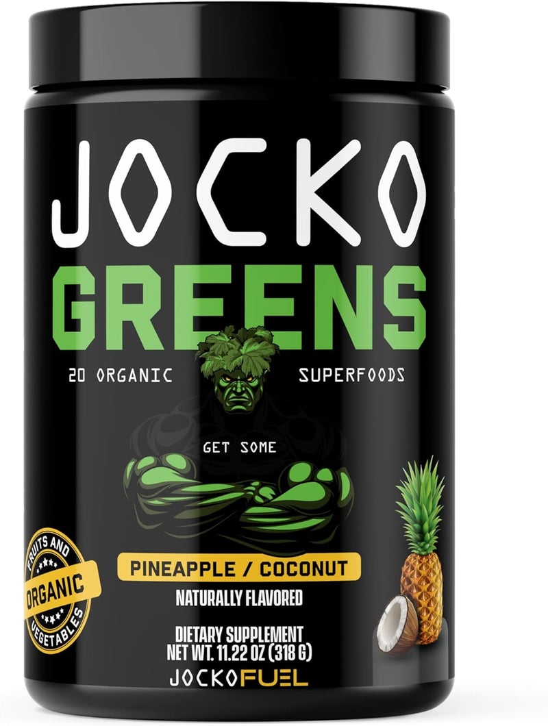 Jocko Fuel Daily Greens Powder  Premium Organic Greens Superfood Powder for Gut Health Digestion Bloating Immune Support with Spirulina Chlorella Digestive Enzymes  Probiotics  30 Servings - Image 1