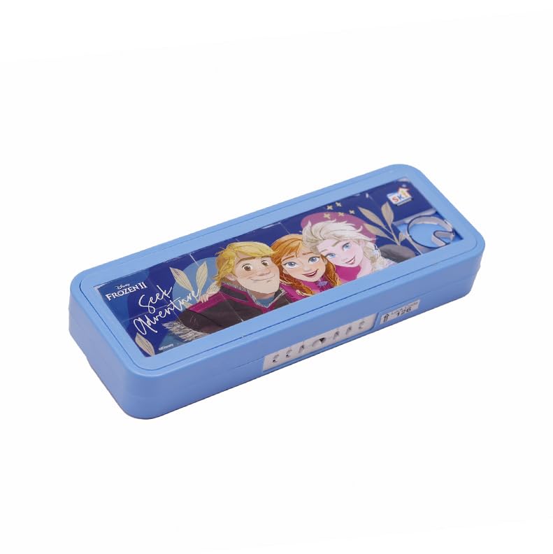 SKI Homeware Puzzle Pencil Box with Number Lock and Game, Perfect for School Children, an Ideal Gift for Kids - Frozen - Image 1