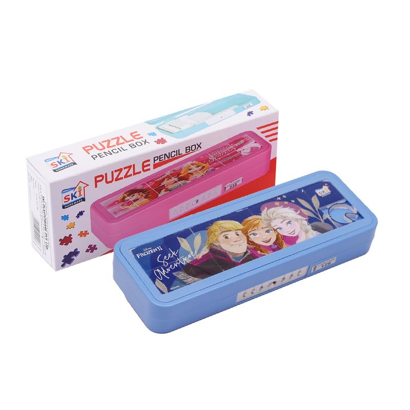 SKI Homeware Puzzle Pencil Box with Number Lock and Game, Perfect for School Children, an Ideal Gift for Kids - Frozen - Image 5