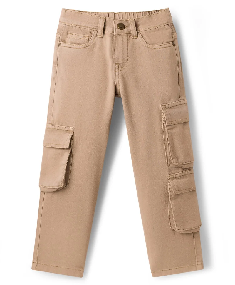 Pine Kids Pine Kids Denim Woven Full Length Jeans With Cargo Pocket - Beige