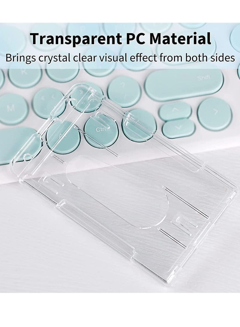 Excefore Card Protector Vertical 2 Card Badge Holder Transparent Plastic ID Credit Card Protector with Thumb Slot Rigid PC Transparent Material 2 Pack - Image 3