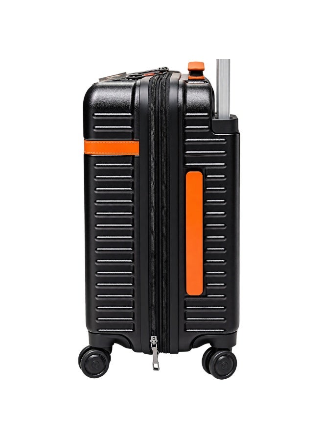 Trolley Luggage Bag with Lock and Multi-Compartment, Black with Orange Accents - Image 1