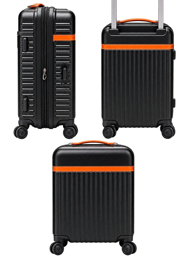 Trolley Luggage Bag with Lock and Multi-Compartment, Black with Orange Accents - Image 2
