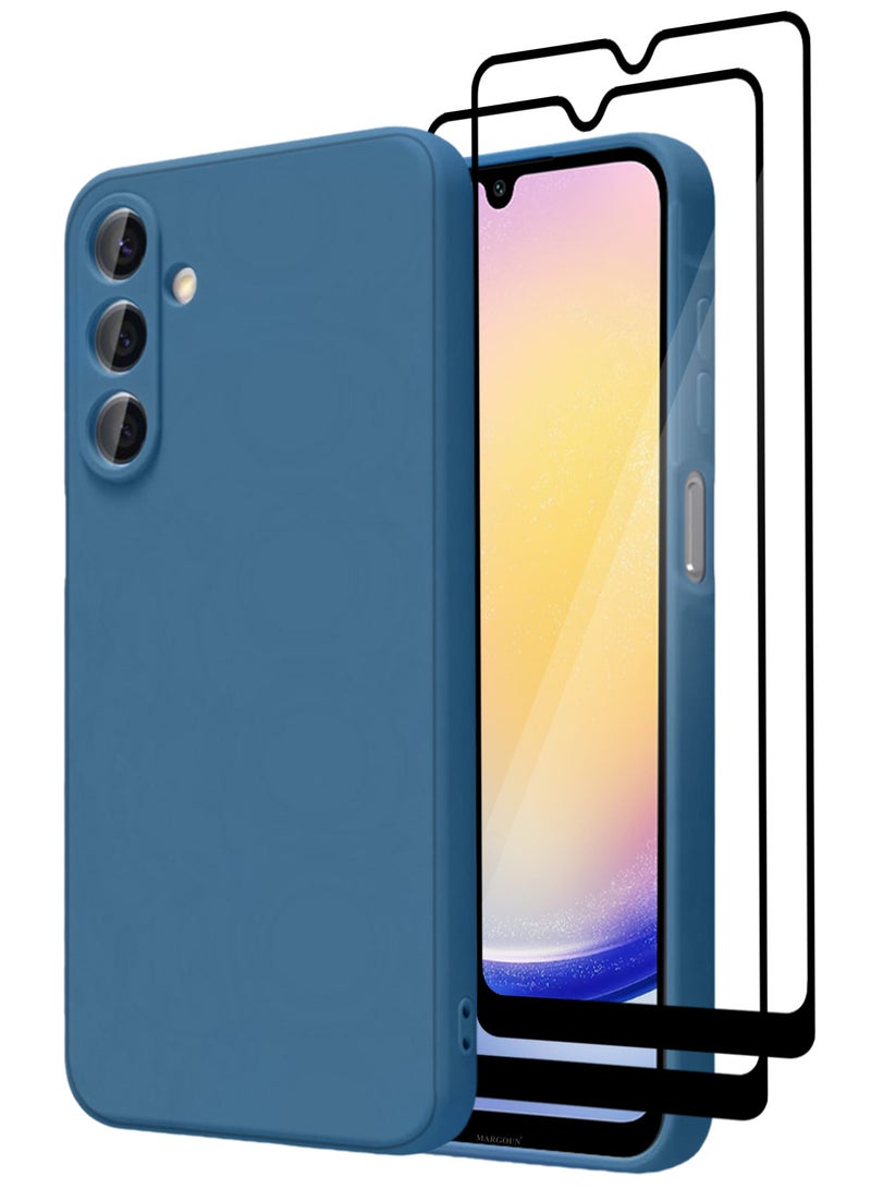CATANES 3Packs Liquid Silicone Case for Samsung Galaxy A15 Protective Phone Case with Soft Anti-Scratch Microfiber Lining Utra Slim Drop Protection Phone Cover with Two 3D Screen Protectors - Blue - Image 1