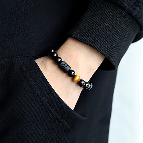 CSIYANJRY99 Zodiac Pisces Bracelets for Men Women,Pisces Zodiac Sign,8mm Natural Black Onyx Stone Hematite Obsidian Tiger Eye Beads Bracelet Set 12 Constellation Horoscope Bracelet - Image 4