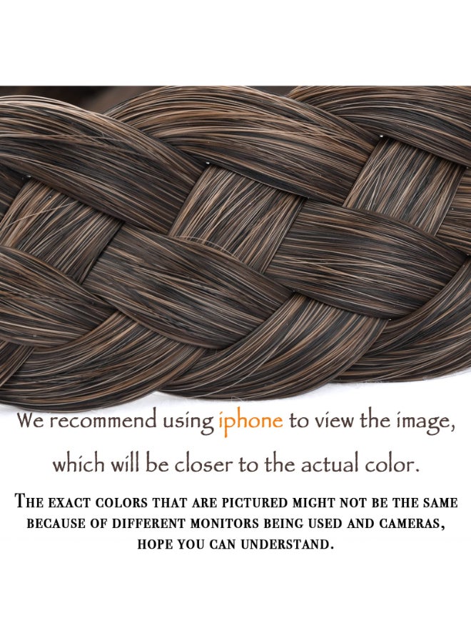 DIGUAN 5 Strands Synthetic Hair Braided Headband Classic Chunky Wide Plaited Braids Elastic Stretch Hairpiece Women Girl Beauty accessory 56g Carbon Brown - Image 4