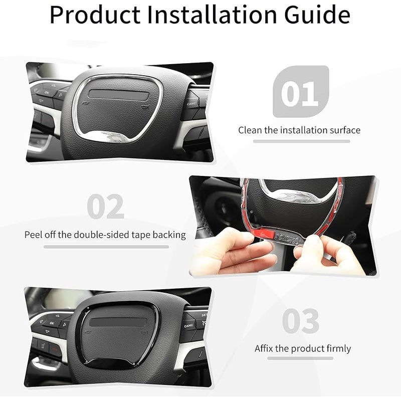 Steering Wheel Center Trim Cover Central Control Steering Button Frame Trim Compatible with Dodge Challenger Durango Charger 2015-2025 - Image 5