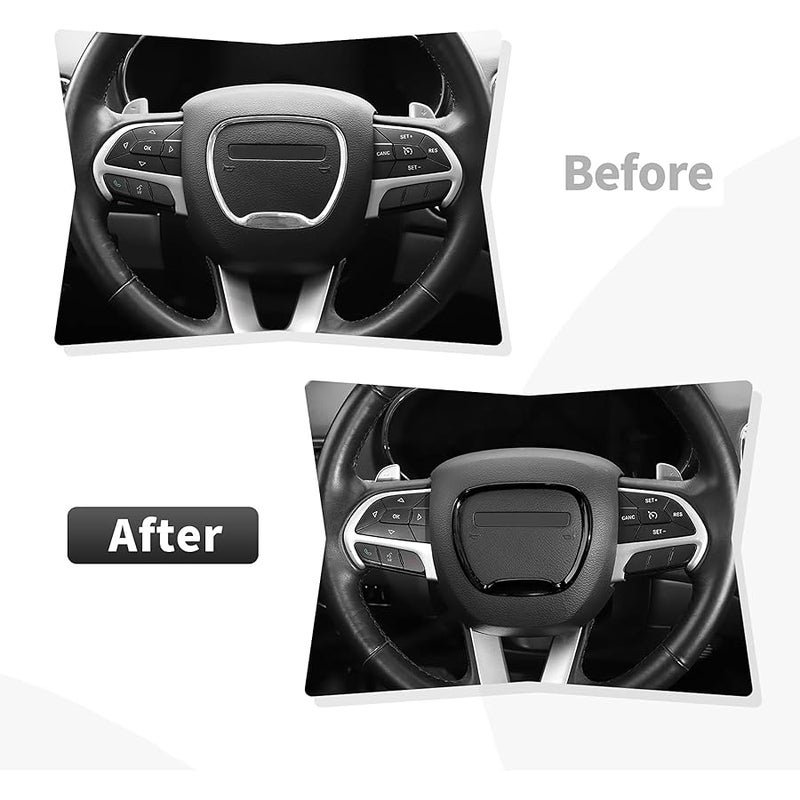 Steering Wheel Center Trim Cover Central Control Steering Button Frame Trim Compatible with Dodge Challenger Durango Charger 2015-2025 - Image 3