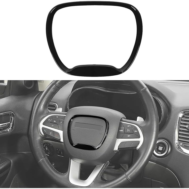 Steering Wheel Center Trim Cover Central Control Steering Button Frame Trim Compatible with Dodge Challenger Durango Charger 2015-2025 - Image 1