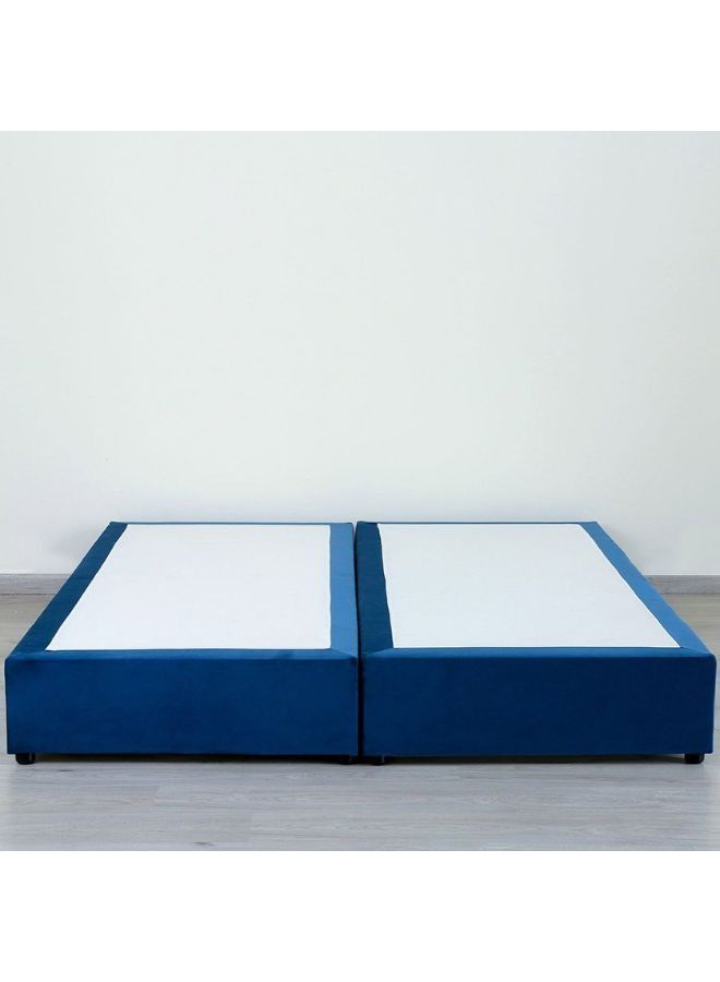 Karnak Square Design Upholstered Velvet Bed Frame Bedroom Furniture Strong And Sturdy Modern Design Wooden Bed | Quiet & Comfortable Bed (King - 180x200cm, Blue) - Image 5