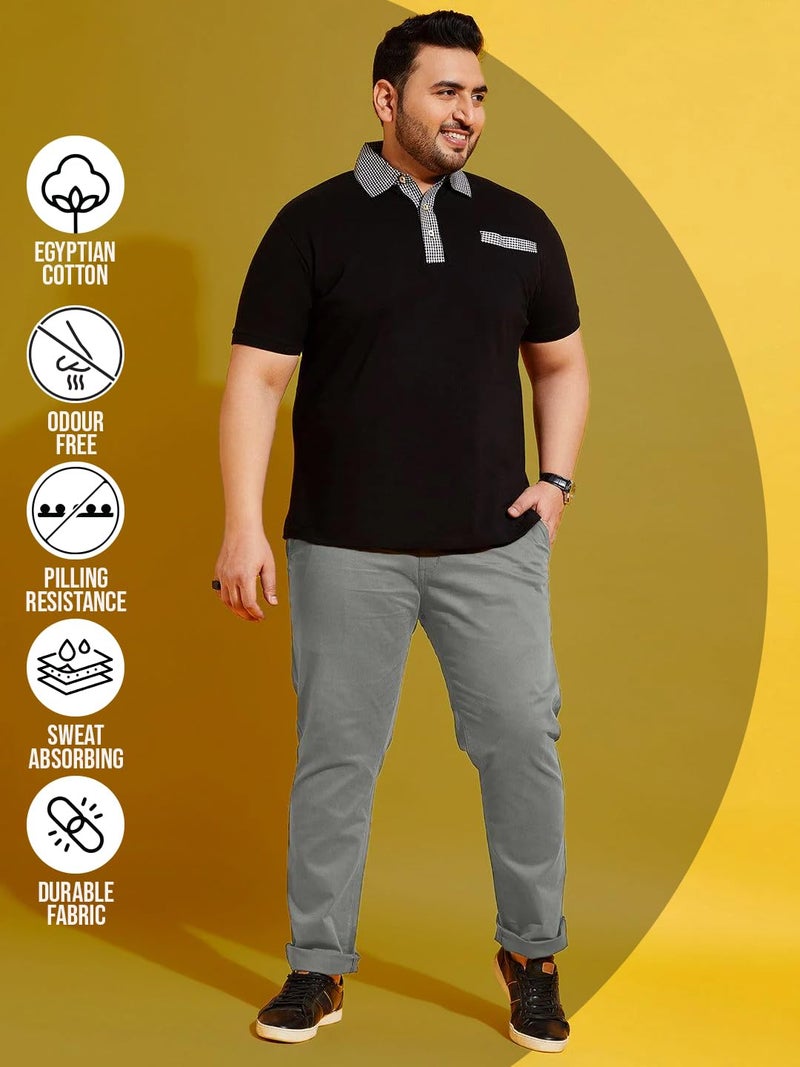 Bigbanana Plus Size Men's Regular Fit Solid Trousers (Lepton-Grey,Grey,8XL) - Image 2