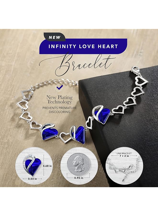 Leafael Infinity Love Heart Bracelet Birthstone Bracelets For Women With Healing Crystals Allergy Free Jewelry For Women With Gift Box Link Charm Bracelet With 7 Inch Chain And 2 Inch Extender - Image 2