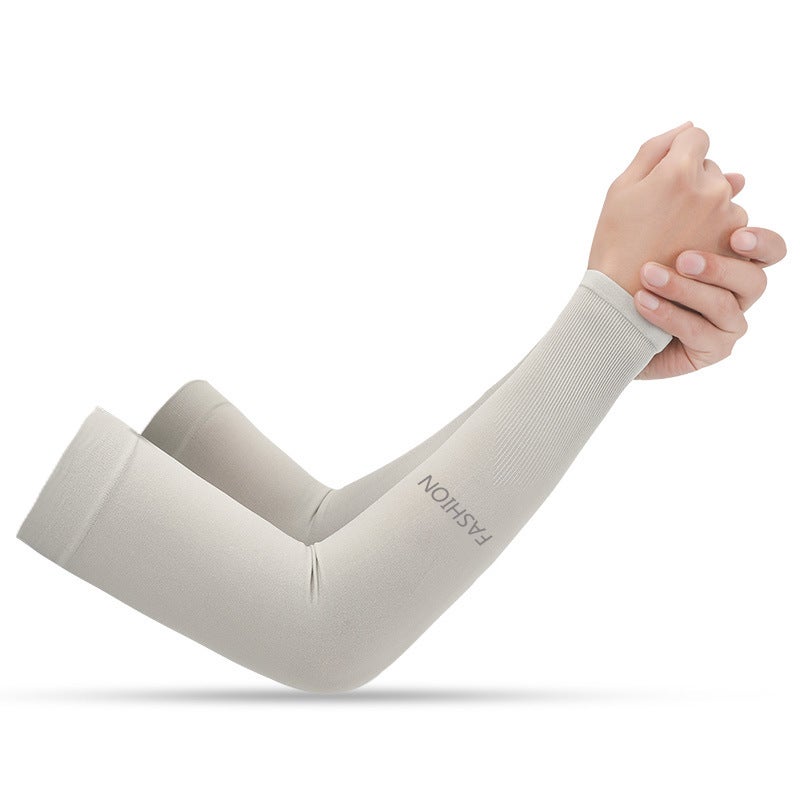 Unisex Ice Silk Sun-Protective Arm Sleeves for Summer Sports HB04 [No finger] Gray [No finger] Gray 