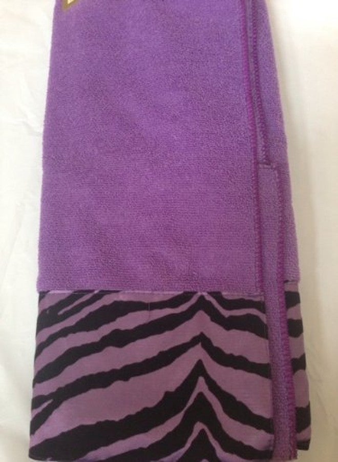 WPM 3 Piece Bath Towel Set- Black Purple Zebra Print Wash Had and Bath Towel - Image 2