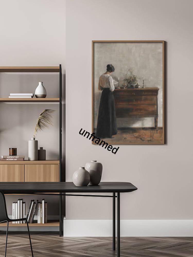 uoyien Vintage Danish Canvas Wall Art Famous Artwork Woman Reading Portrait Oil Painting Dark Academia Aesthetic Print 19th Century Antique Poster Retro Gallery Bedroom Decor16x24in Unframed - Image 5