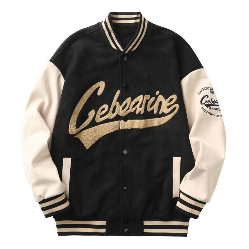 American suede baseball uniform men's autumn and winter loose fashion brand plus size casual jacket men's winter cotton-padded jacket fashion - Image 1