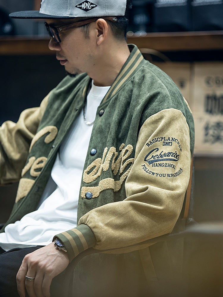 American suede baseball uniform men's autumn and winter loose fashion brand plus size casual jacket men's winter cotton-padded jacket fashion - Image 5