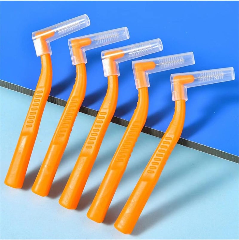 l&wen L-Shaped Interdental Brushes Set, Easy Daily Non-Slip Dental Toothpick Floss for Braces 10PCS (1.2-1.5mm, Orange) - Image 2