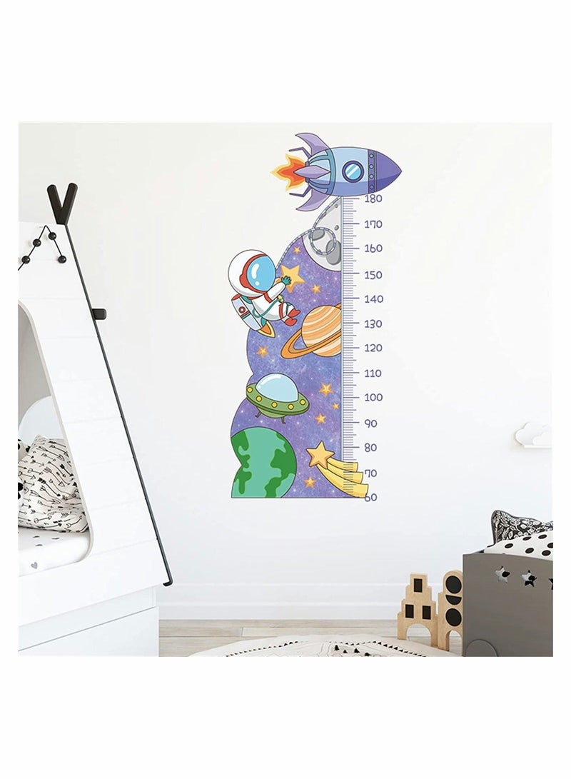 كابتن تيك Kids Height Growth Chart Wall Stickers Outer Space Wall Decals Astronaut Kids Measuring Ruler Wallpaper Decals Peel and Stick for Kids Living Room Bedroom Wall Decor - Image 1