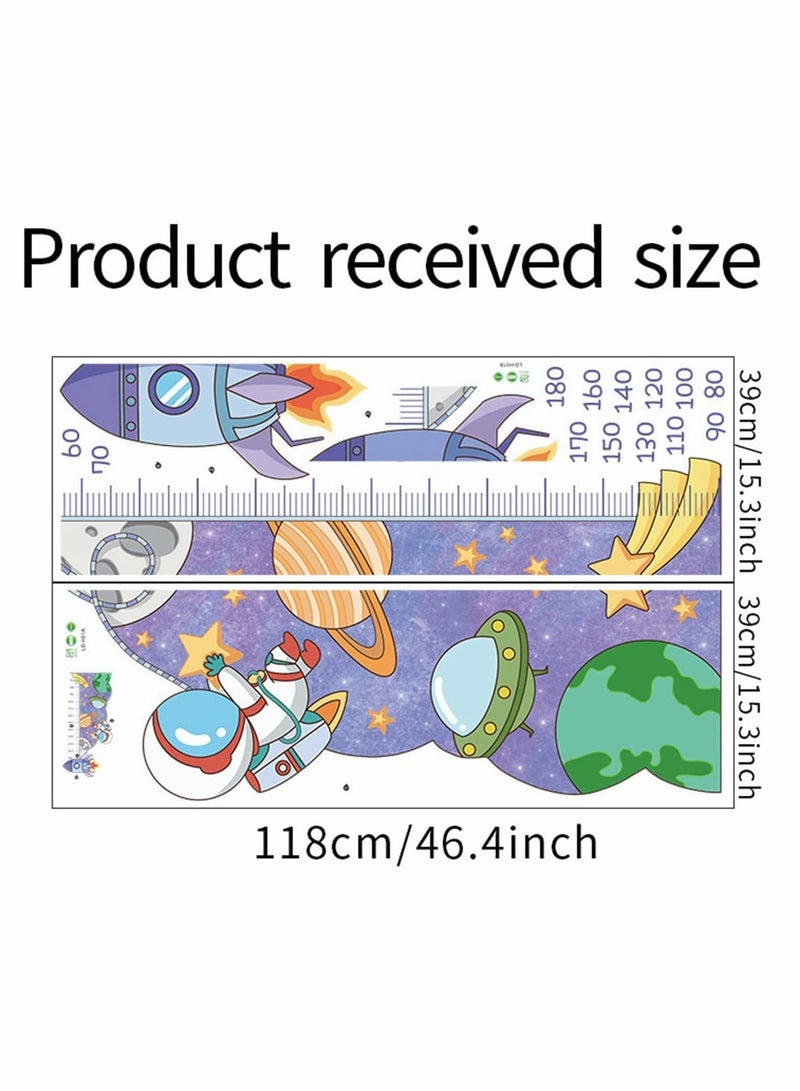 كابتن تيك Kids Height Growth Chart Wall Stickers Outer Space Wall Decals Astronaut Kids Measuring Ruler Wallpaper Decals Peel and Stick for Kids Living Room Bedroom Wall Decor - Image 4