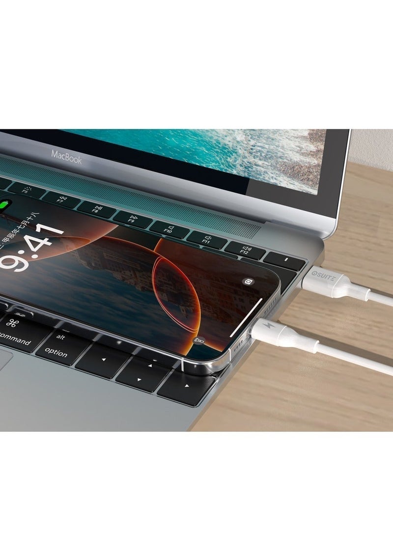 ايوسويت كابل iOsuite من USB-A إلى USB-C شحن سريع 2.1 أمبير ونقل بيانات 480Mbps بطول 1 متر – متوافق مع آيفون 15 / 15 بلس / 15 برو / 15 برو ماكس، سامسونج جالاكسي S24 / S23 / سلسلة A، هواوي، شاومي، آيباد USB-C والمزيد – أبيض (DC11) - Image 5