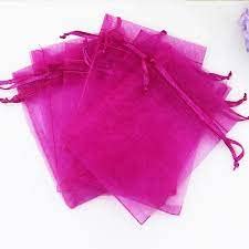 brown leaf 10X14 cm Hot Pink Organza Potli Bags Pouch Jewelry Pouch Best for Wedding Party Supply Return Gifting Bags - Image 5