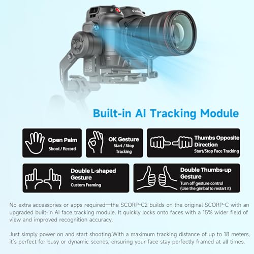 FeiyuTech SCORP-C2 Professional Camera Gimbal Stabilizer, Built-in AI Face/Object Tracking, 3.5kg/7.72lbs Load, Native Vertical Video for YouTube TikTok, for Sony A7, Canon EOS R, Nikon Z Mirrorless - Image 3
