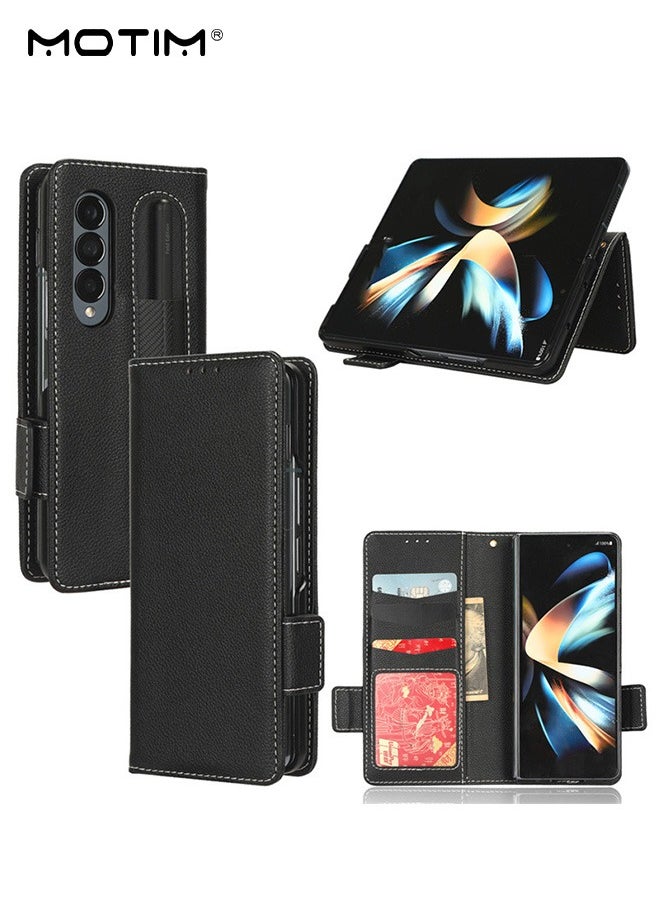 Motim Samsung Galaxy Z Fold 4 Wallet Case, Leather Flip Z Fold 4 Case with Pen Holder/Kickstand/Card Slot, Shockproof Scratch-Resistant Full Body Protective Galaxy Z Fold 4 Cover  - Image 1