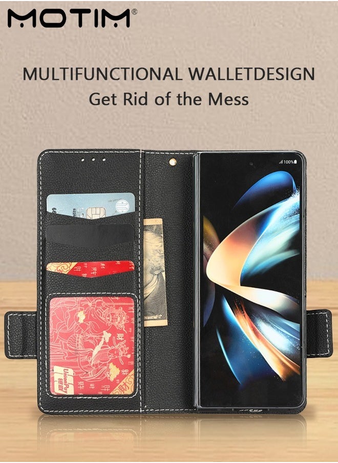 Motim Samsung Galaxy Z Fold 4 Wallet Case, Leather Flip Z Fold 4 Case with Pen Holder/Kickstand/Card Slot, Shockproof Scratch-Resistant Full Body Protective Galaxy Z Fold 4 Cover  - Image 3