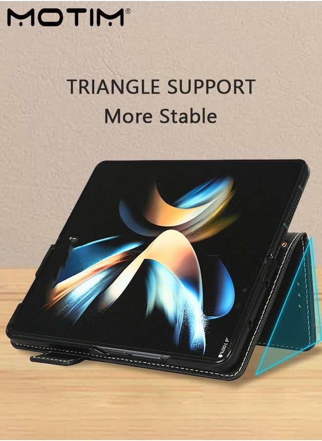 Motim Samsung Galaxy Z Fold 4 Wallet Case, Leather Flip Z Fold 4 Case with Pen Holder/Kickstand/Card Slot, Shockproof Scratch-Resistant Full Body Protective Galaxy Z Fold 4 Cover  - Image 4