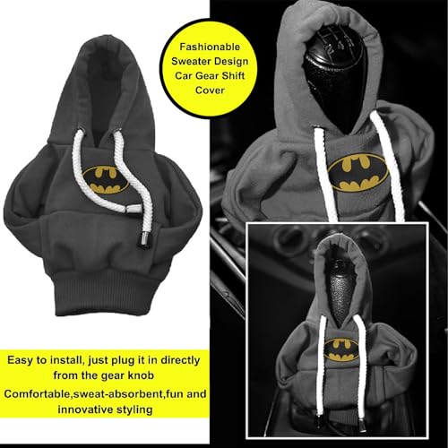 woopme Cotton Car Gear Shift Hoodie | Shifter Funny Sweater Superhero Theme for Gearshift | Protector Decoration Accessories Knob (Black) - Image 2
