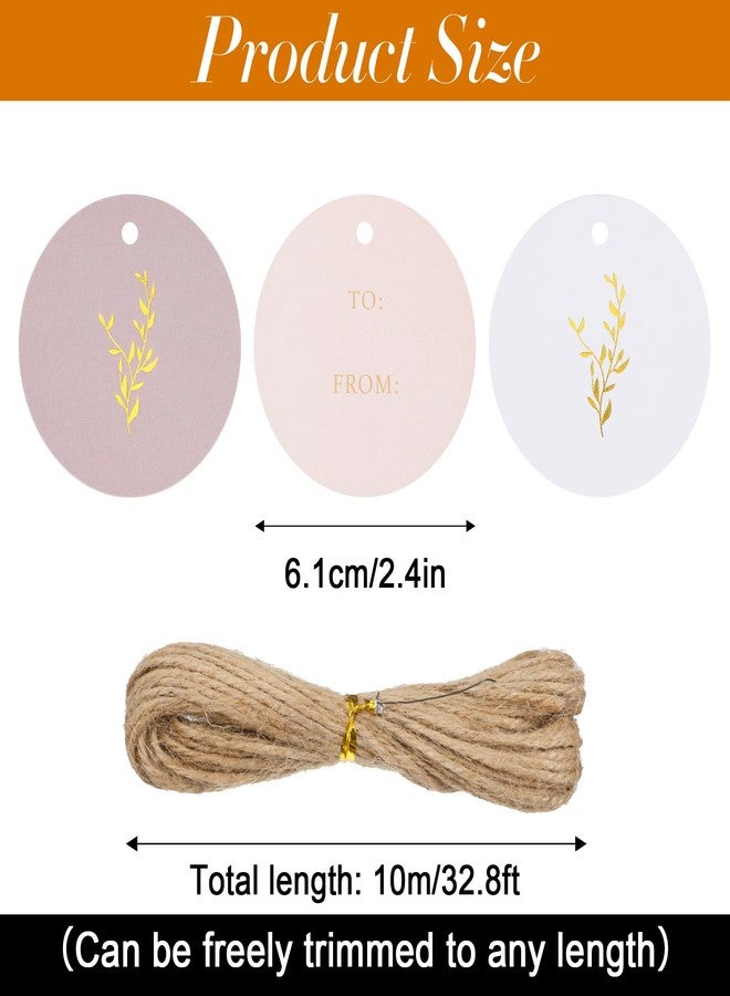 Yolev 48Pcs Floral Gift Tags with String Attached 2.2in Handmade Tags Round Gift Bag Tags for Gift Wrapping Wedding Parties Baby Shower Birthday Presents Favor (3 Colors) - Image 3