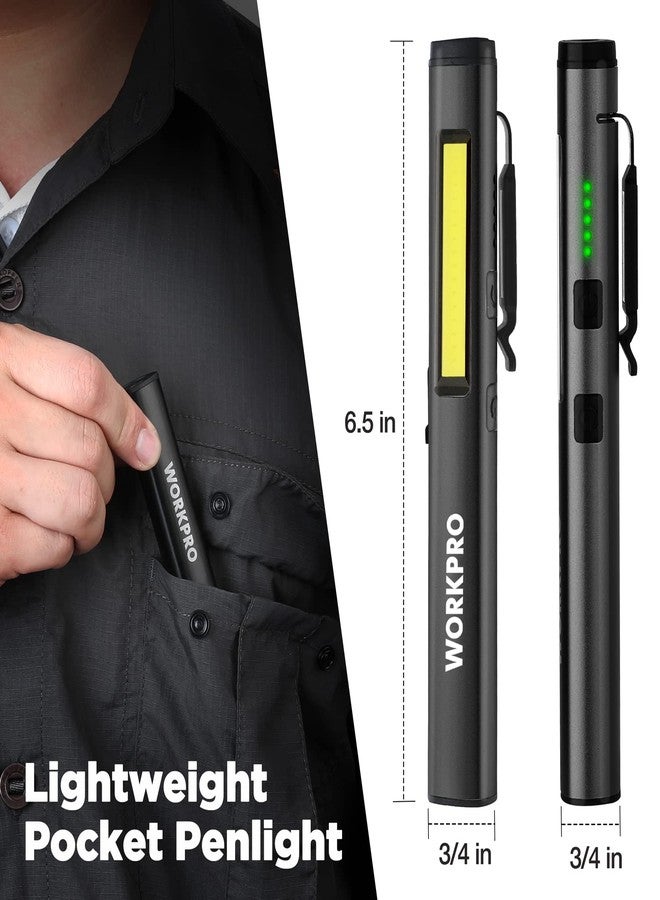 WORKPRO Flashlight Pen Light, Rechargeable Penlight with 365 nm UV Black Light, 450 Lumen LED Mini Pocket Flashlight, for Inspection, Work, Repair, Pet Secretion Detection - Image 5