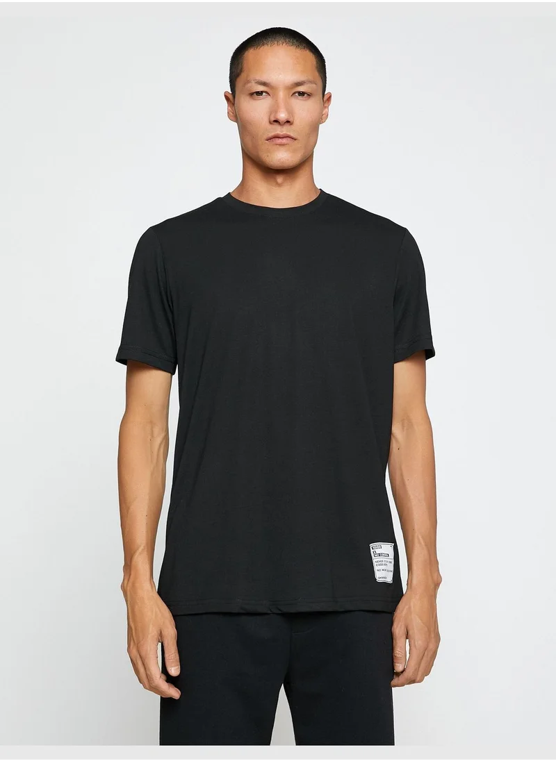 KOTON Basic T-Shirt Crew Neck Sticker Printed