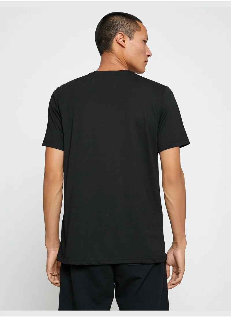 KOTON Basic T-Shirt Crew Neck Sticker Printed