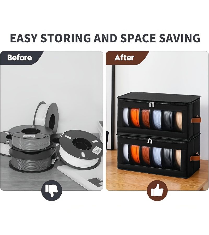 1pc Large Capacity 3D Printing Filament Storage Box Transparent Window Moisture Proof Dust Proof Foldable Portable Storage Case Material Storage Box - Image 5