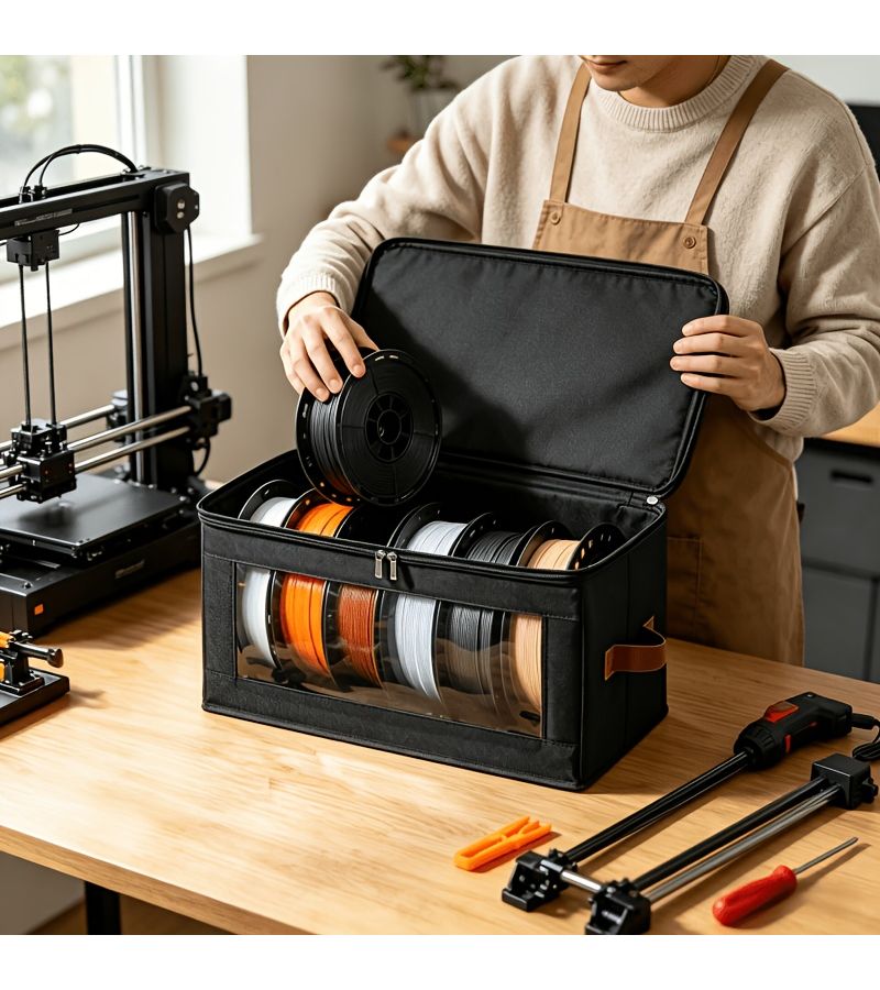 1pc Large Capacity 3D Printing Filament Storage Box Transparent Window Moisture Proof Dust Proof Foldable Portable Storage Case Material Storage Box - Image 1