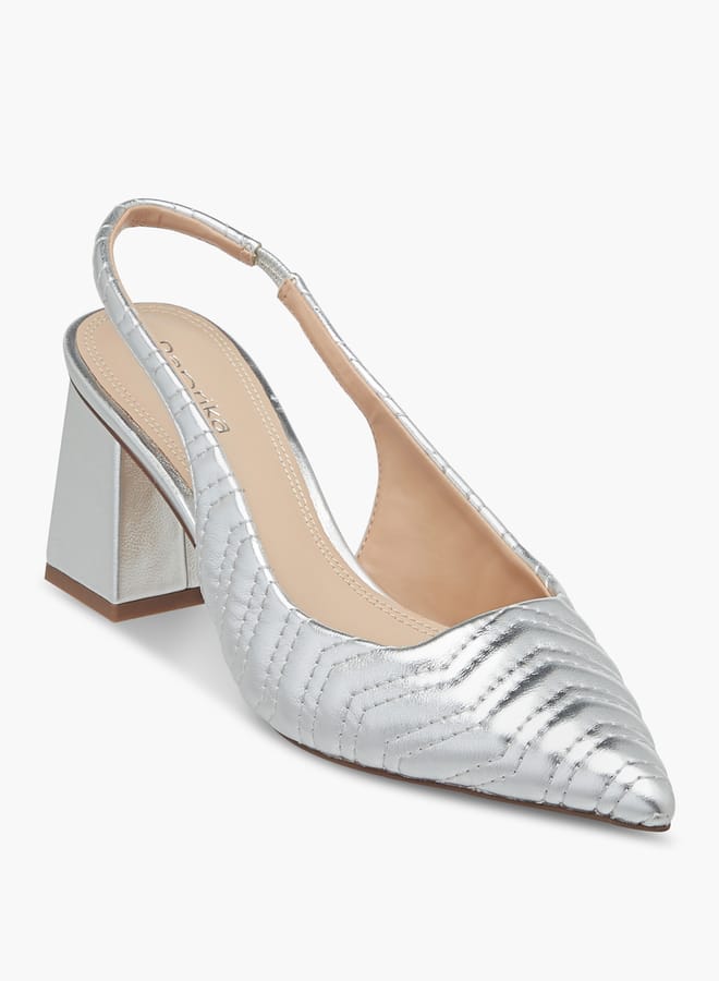 Paprika Women's Quilted Slingback Mules with Block Heel  - Image 2
