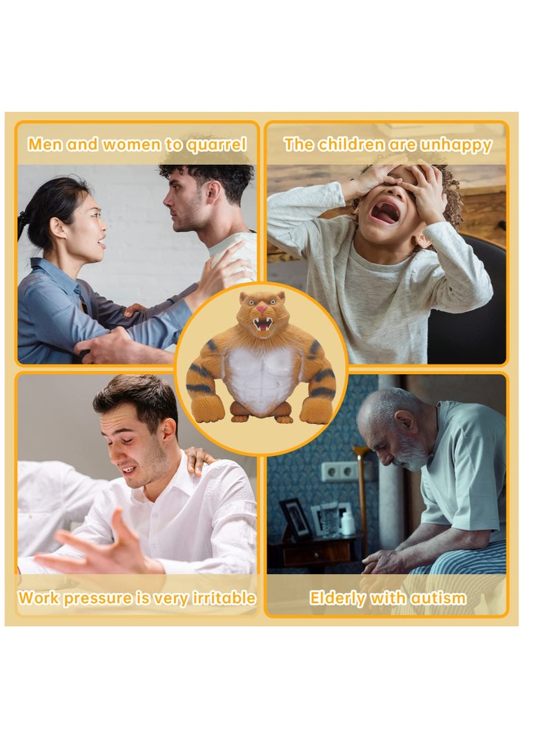 SOLARAE ألعاب النمر القابلة للضغط، لعبة نمر ممتعة قابلة للتمدد، ألعاب نمر حسية لتخفيف التوتر والقلق، لعبة نمر قابلة للتمدد والضغط، للأطفال والبالغين - Image 3