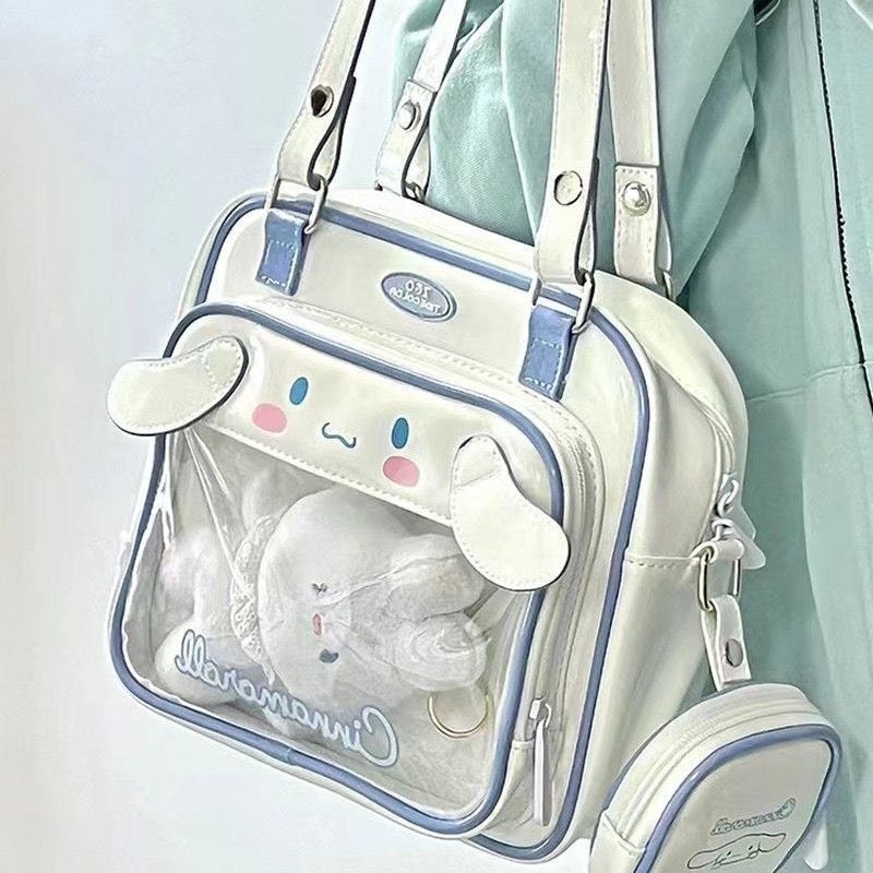 Kawaii Japanese New Anime Yugui Dog Transparent Doll Jk Headset Bag Large Capacity Handbag Shoulder Bag - Image 1