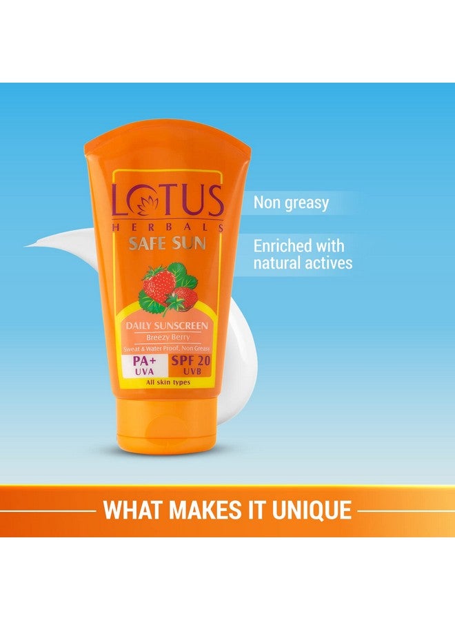 LOTUS HERBALS Safe Sun Sunscreen Cream - Breezy Berry Spf 20 Pa+ Sweat & Waterproof Non-Greasy 50G,White  - Image 3