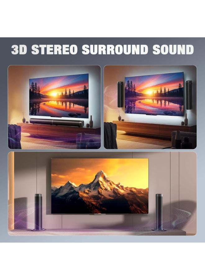 FlashHawk Sound Bar for Smart TV, 100W Sound Bar with 3 Dynamic RGB Lights,Bluetooth 5.3, ARC/Opt/AUX Connect, Dynamic Volume 3 Equalizer Modes,2 in 1 Detachable Soundbar for TV/PC/Gaming/Projectors - Image 4