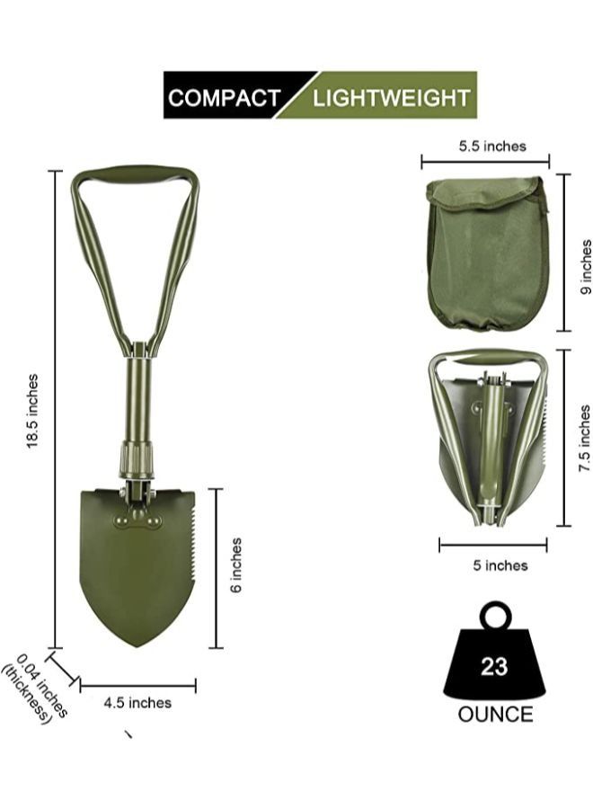 Collapsible Shovel Mini Folding Spade Shovels for Digging, Portable Backpacking Car Emergency Kit, Military Style Entrenching Tool for Gardening - Image 2