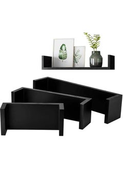 Spaceshoop U-Shaped Floating Mounted Shelves for Wall Plastic 50cm, 35cm, 25cm, Easy to Install, Pack of 3 (black)  - Image 2