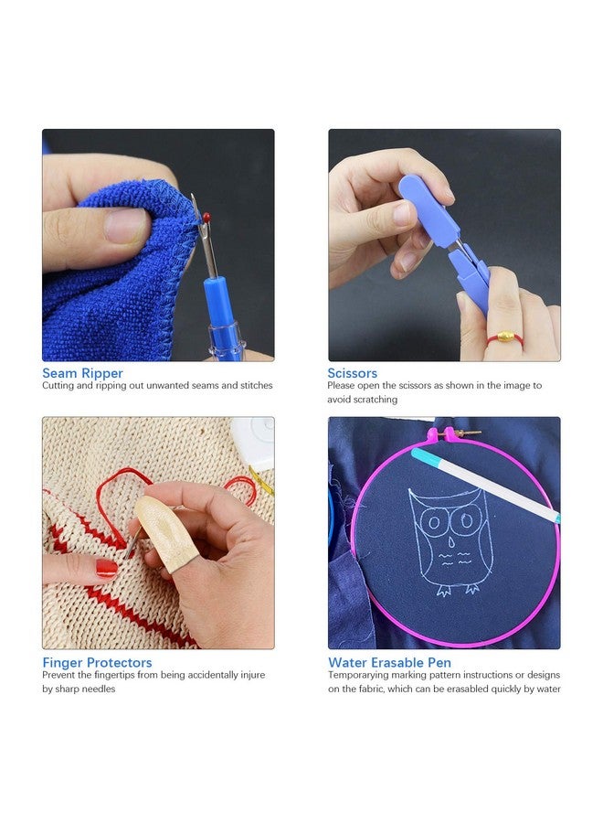 سيلفتك طقم تطريز بإبرة اللكمة مكون من 12 قطعة، طقم تطريز بإبرة اللكمة - واقيات الأصابع وأدوات حرفية مع صندوق تخزين لخيط التطريز والخياطة المتقاطعة للمبتدئين - Image 2