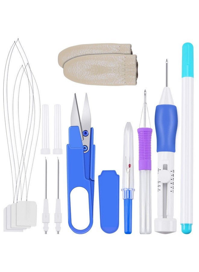 سيلفتك طقم تطريز بإبرة اللكمة مكون من 12 قطعة، طقم تطريز بإبرة اللكمة - واقيات الأصابع وأدوات حرفية مع صندوق تخزين لخيط التطريز والخياطة المتقاطعة للمبتدئين - Image 1